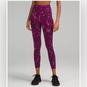 Lululemon base pace high rise running tight 25” cheetah camo magenta sz 14
